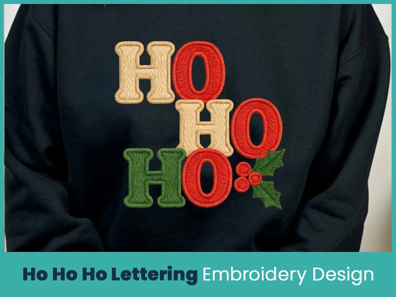 Ho Ho Ho Lettering Embroidery Design