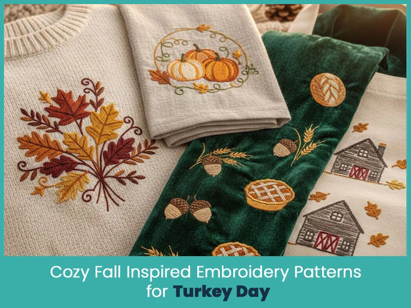 Cozy Fall Inspired Embroidery Patterns for Turkey Day