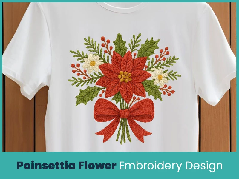 Poinsettia Flower Embroidery Design