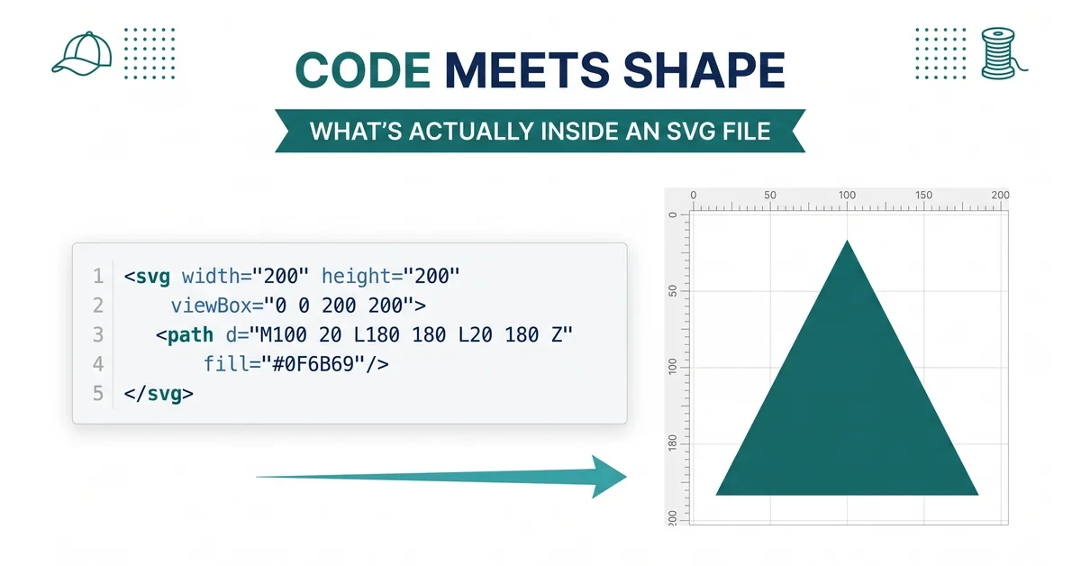 SVG XML path code shown next to the vector shape it renders
