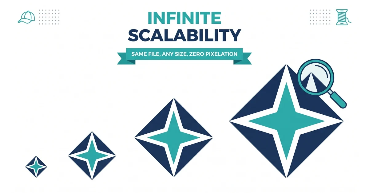 SVG vector file scaling from a small icon to a large banner without pixelation