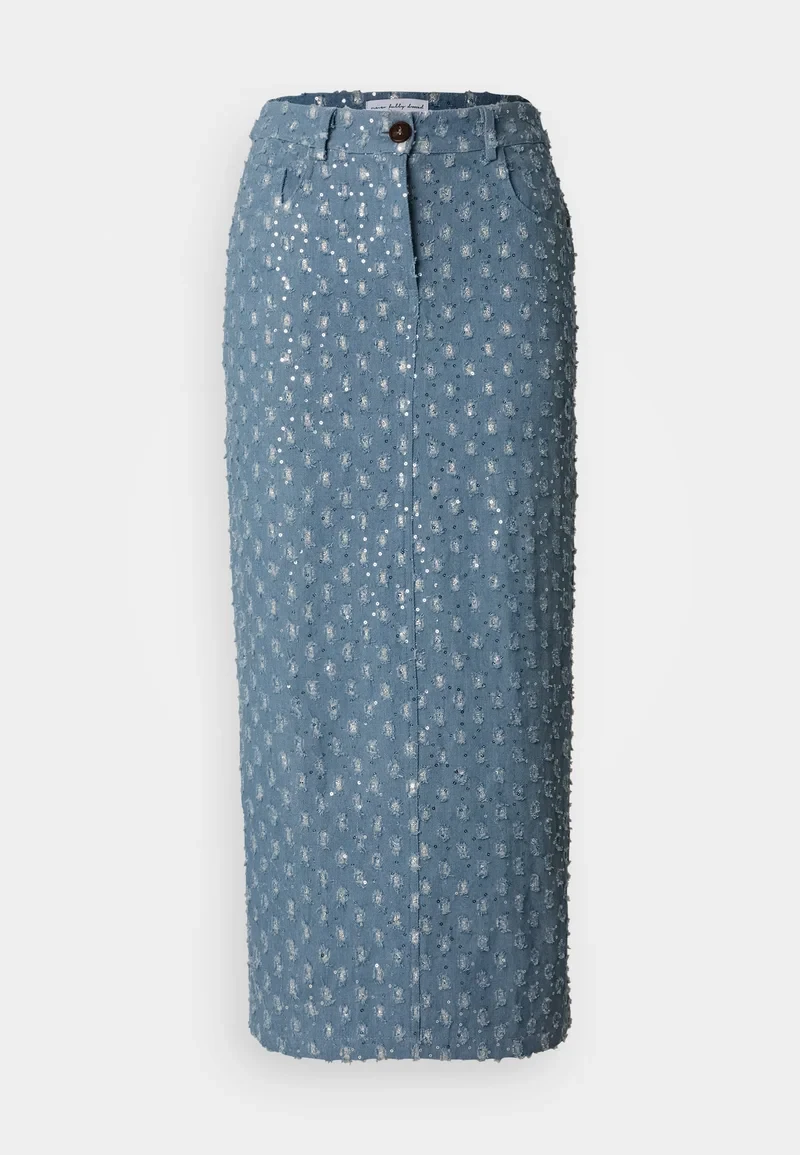 Sequin Seashell Motif on a Denim Skirt