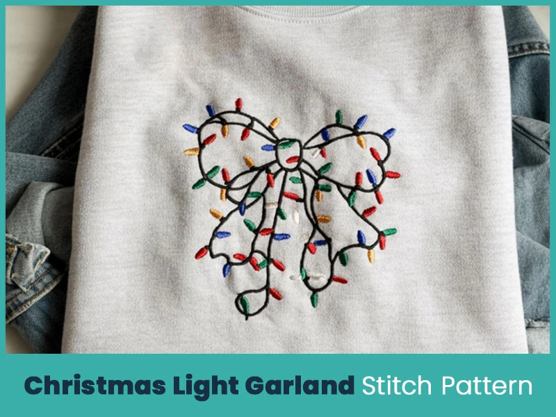 Embroidered Christmas Light Garland Stitch Pattern