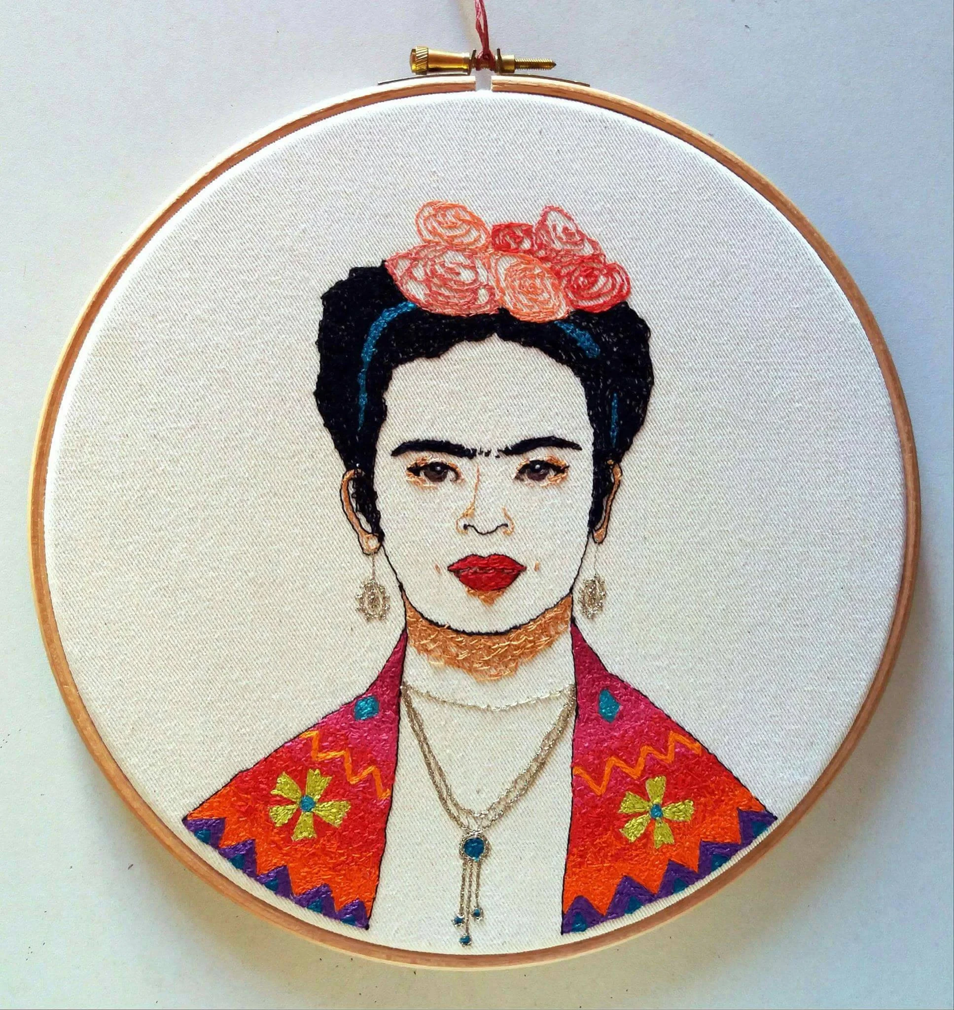 Frida Kahlo Portraits in Embroidery