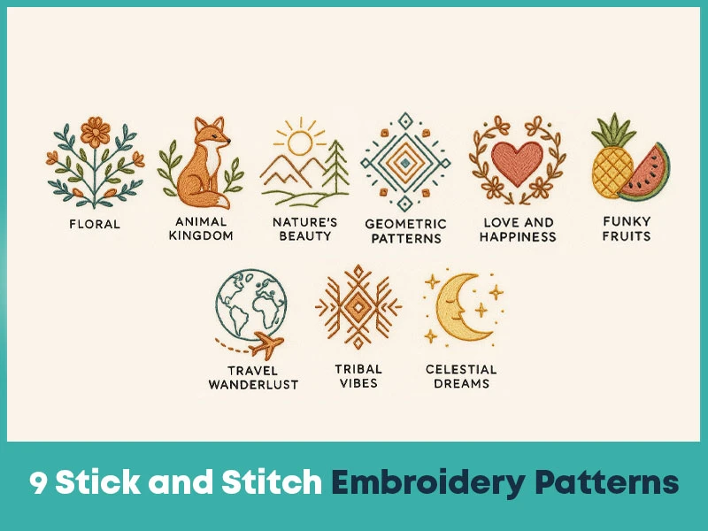 9 Stick and Stitch Embroidery Patterns