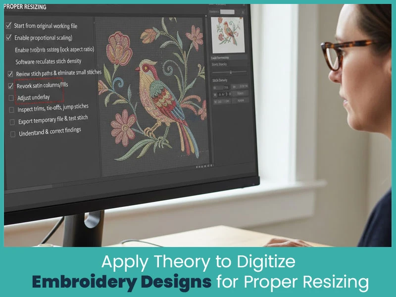 Apply Theory to Digitize Embroidery Designs for Proper Resizing