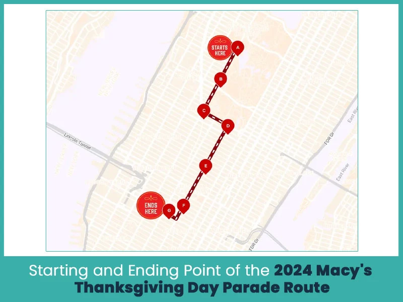 Starting and Ending Point of the 2024 Macy's Thanksgiving Day Parade Route
