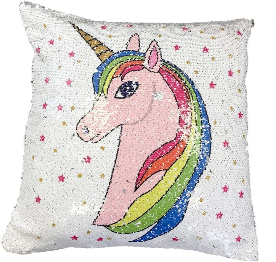 Sequin Unicorn Design on a Throw Pillow