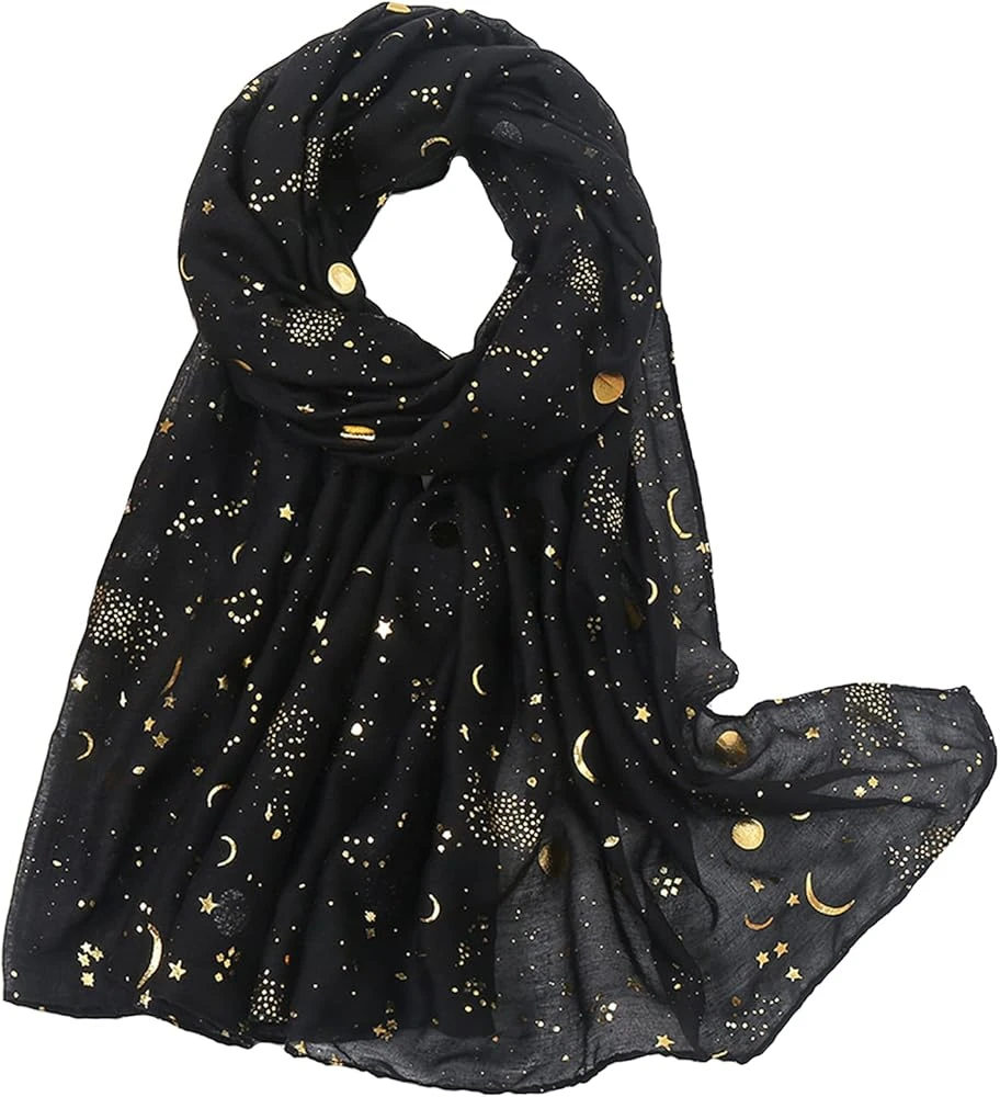 Sequin Moon and Stars Design on a Scarf