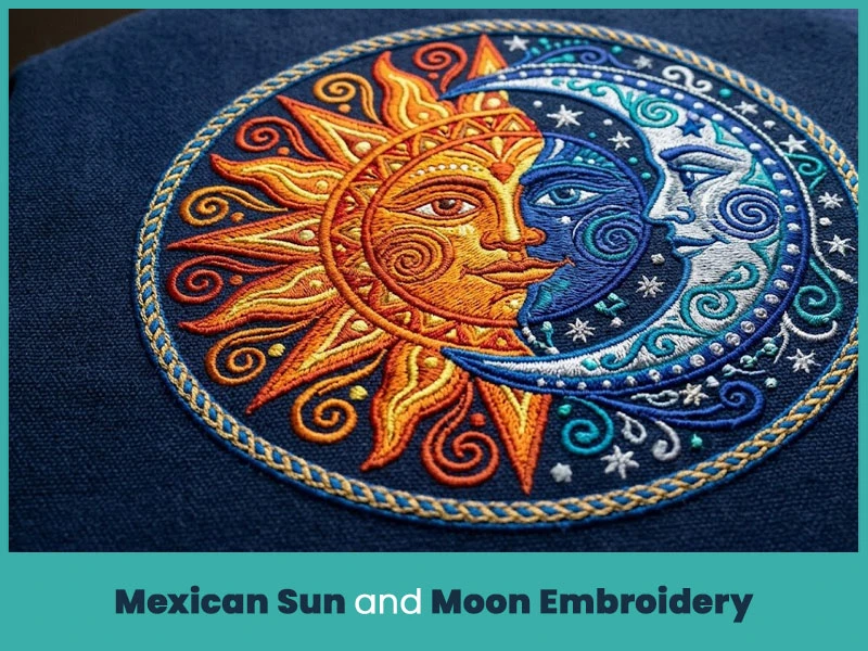Mexican Sun and Moon Embroidery
