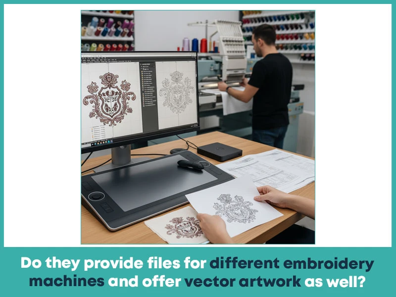 Do they provide files for different embroidery machines and offer vector artwork as well?