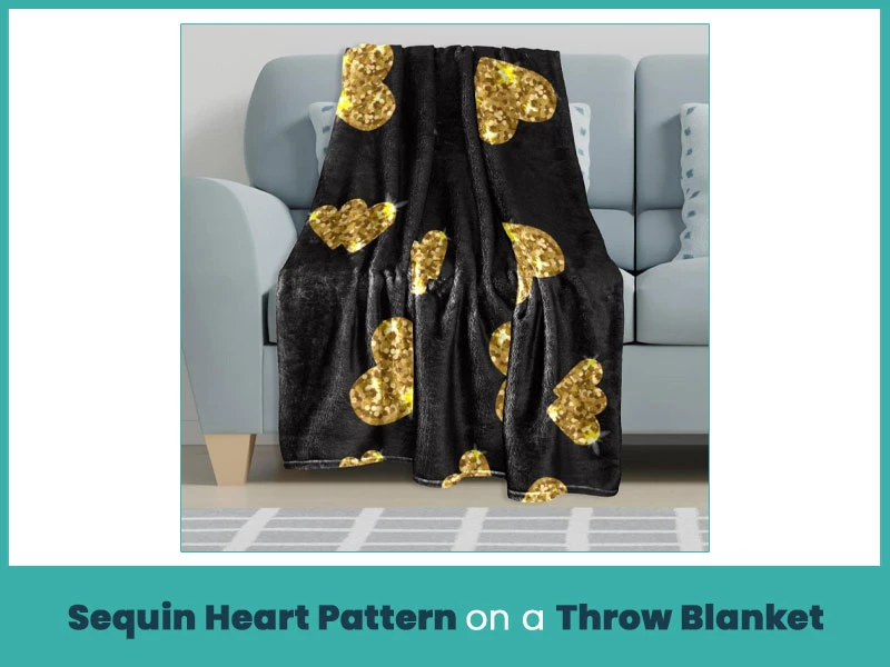 Sequin Heart Pattern on a Throw Blanket