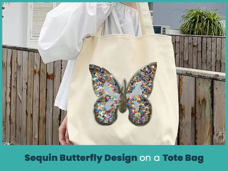 Sequin Butterfly Design on a Tote Bag