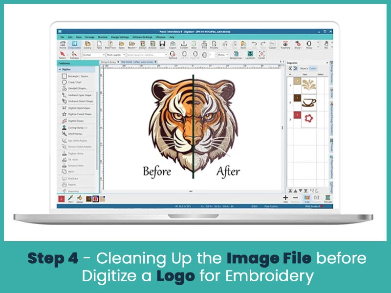 Step 4 - Cleaning Up the Image File before Digitize a Logo for Embroidery