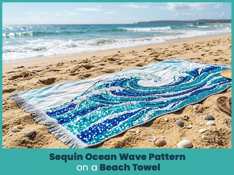 Sequin Ocean Wave Pattern on a Beach Towel
