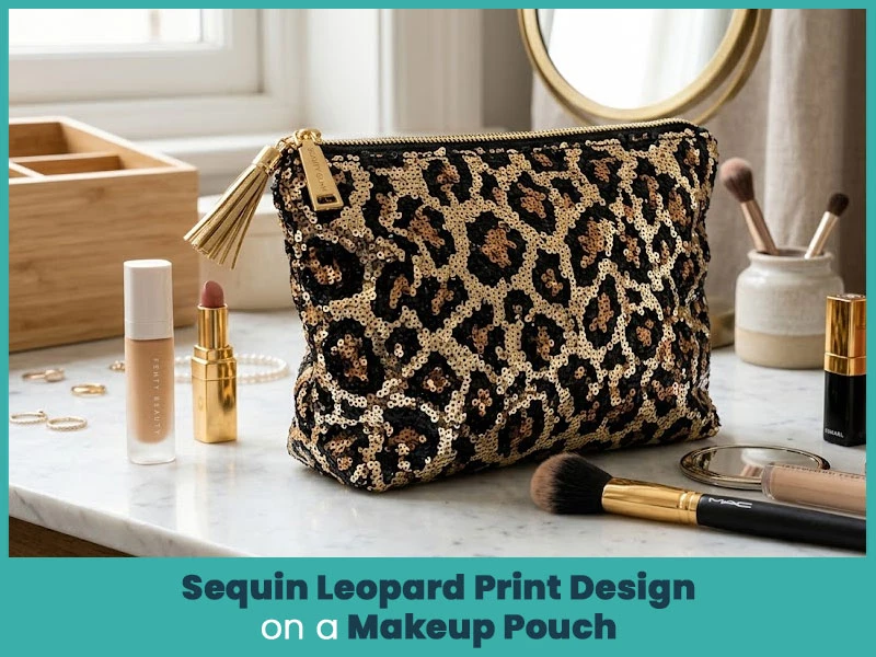 Sequin Leopard Print Design on a Makeup Pouch