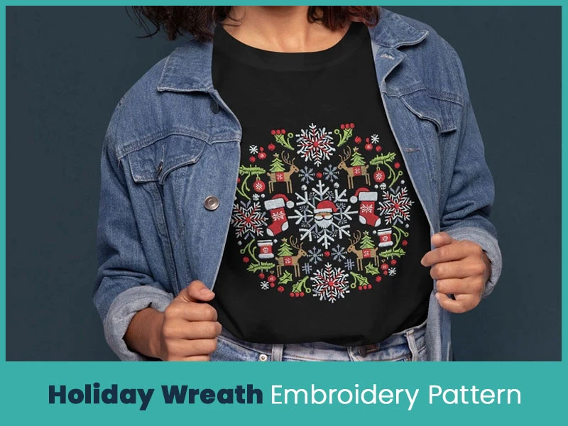 Holiday Wreath Embroidery Pattern