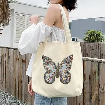 Sequin Butterfly Design on a Tote Bag