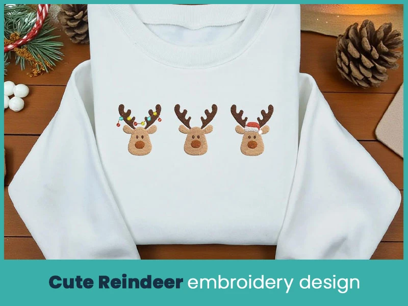 Cute Reindeer Embroidery Design