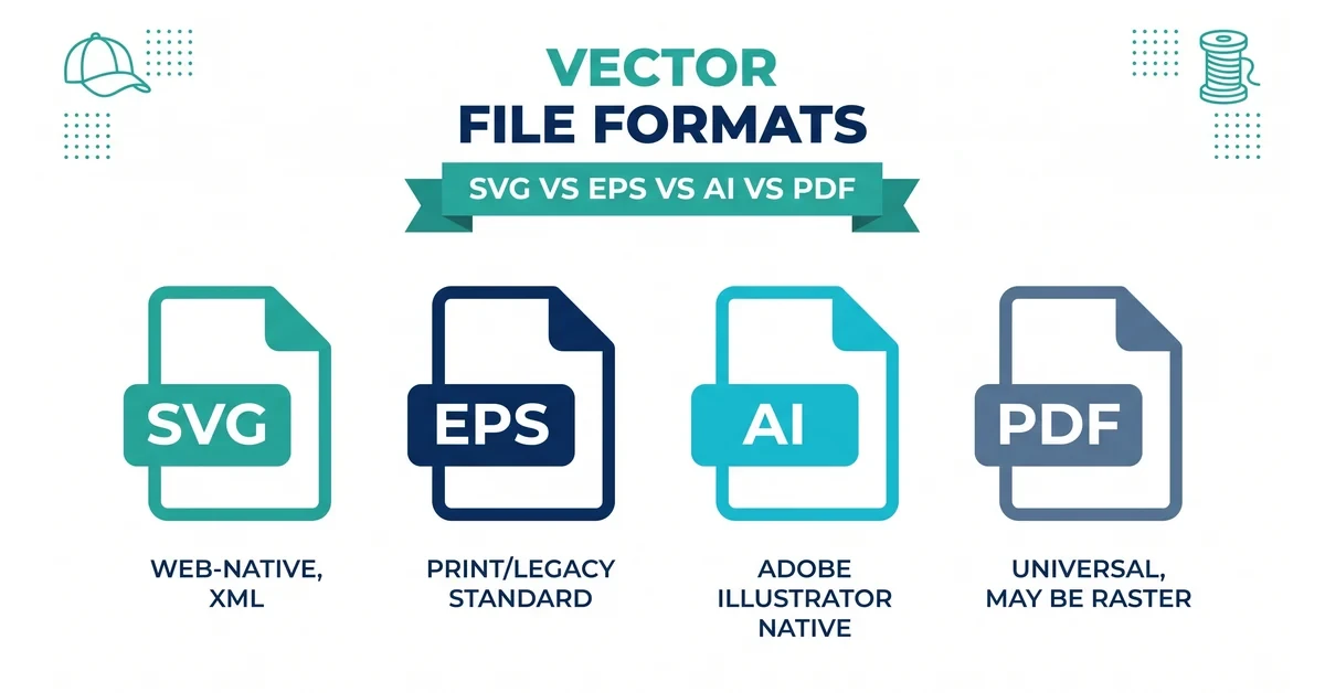 Side-by-side comparison of SVG, EPS, AI, and PDF vector file icons