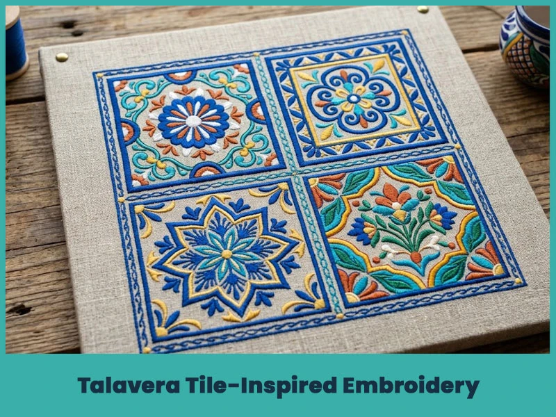 Talavera Tile-Inspired Embroidery
