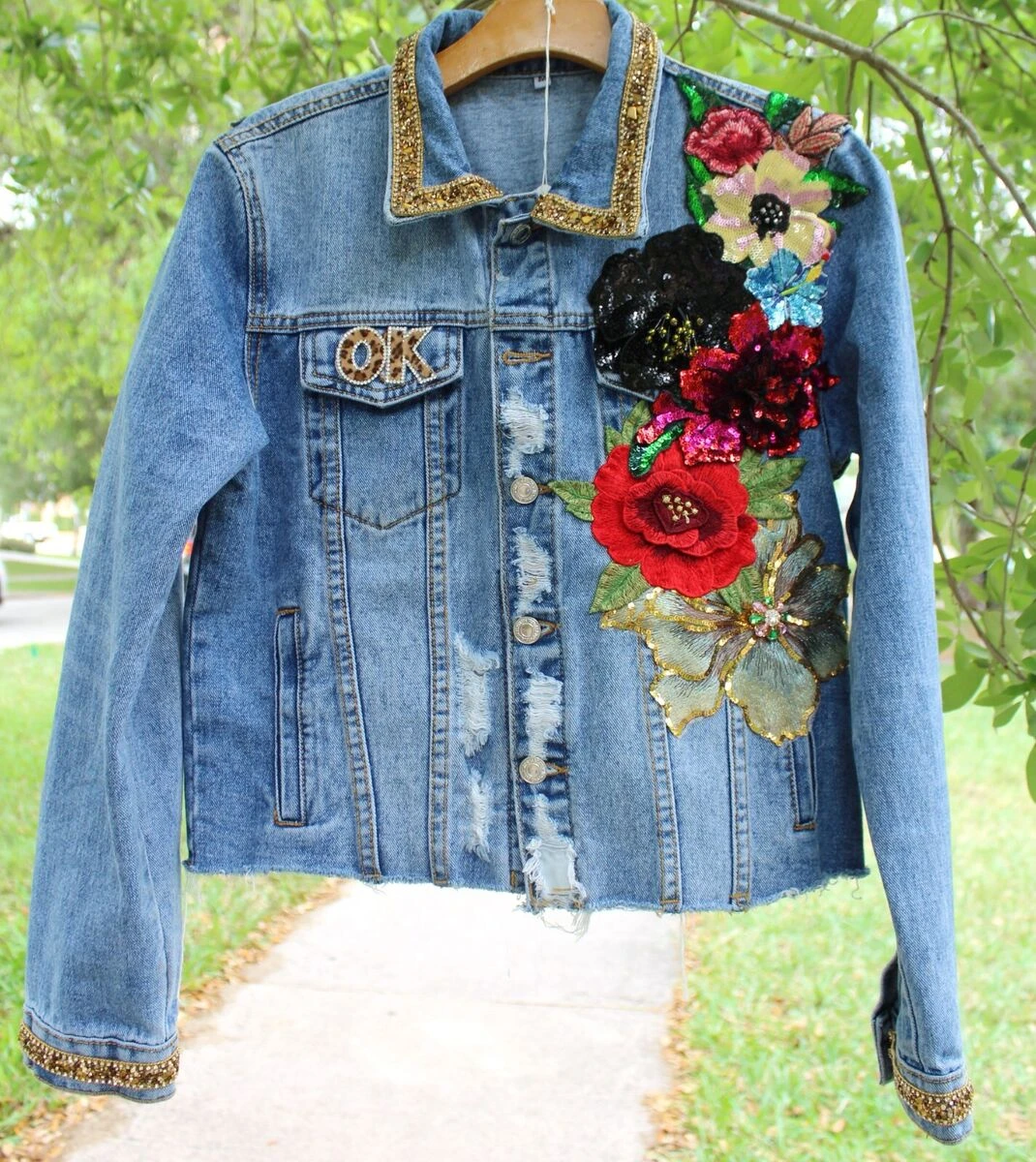 Sequin Flower Motif on a Denim Jacket