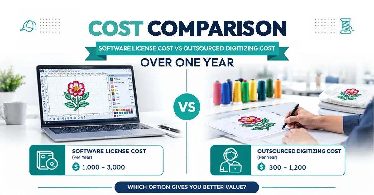Comparison of software license cost versus outsourced digitizing cost over one year