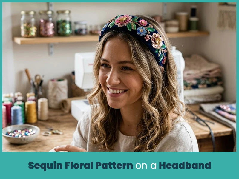 Sequin Floral Pattern on a Headband
