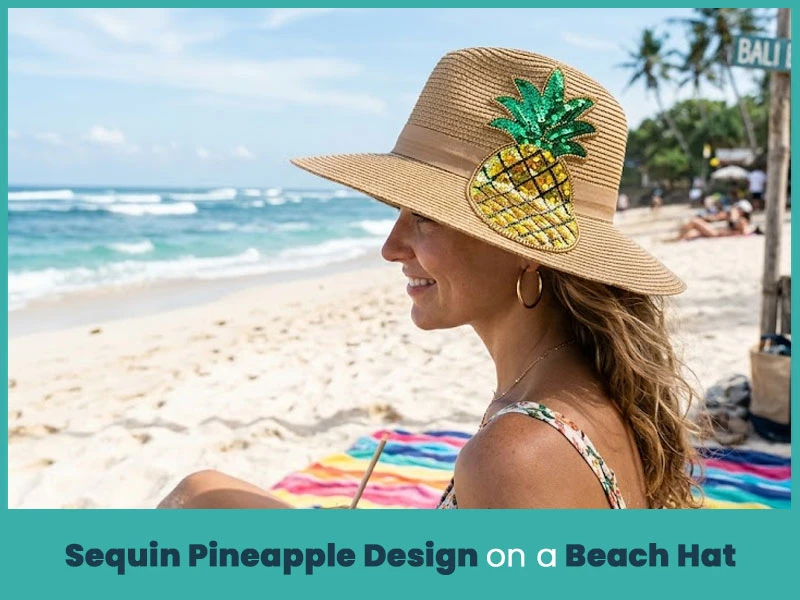 Sequin Pineapple Design on a Beach Hat