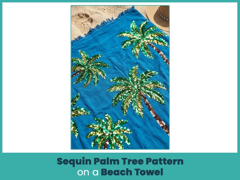 Sequin Palm Tree Pattern on a Beach Towel
