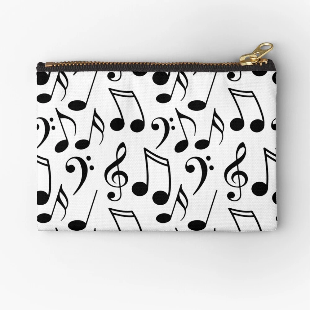 Sequin Music Note Pattern on a Canvas Pouch