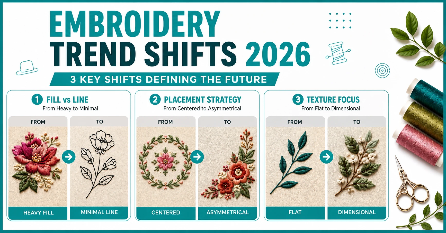 embroidery trend shifts 2026 fill vs line placement strategy texture